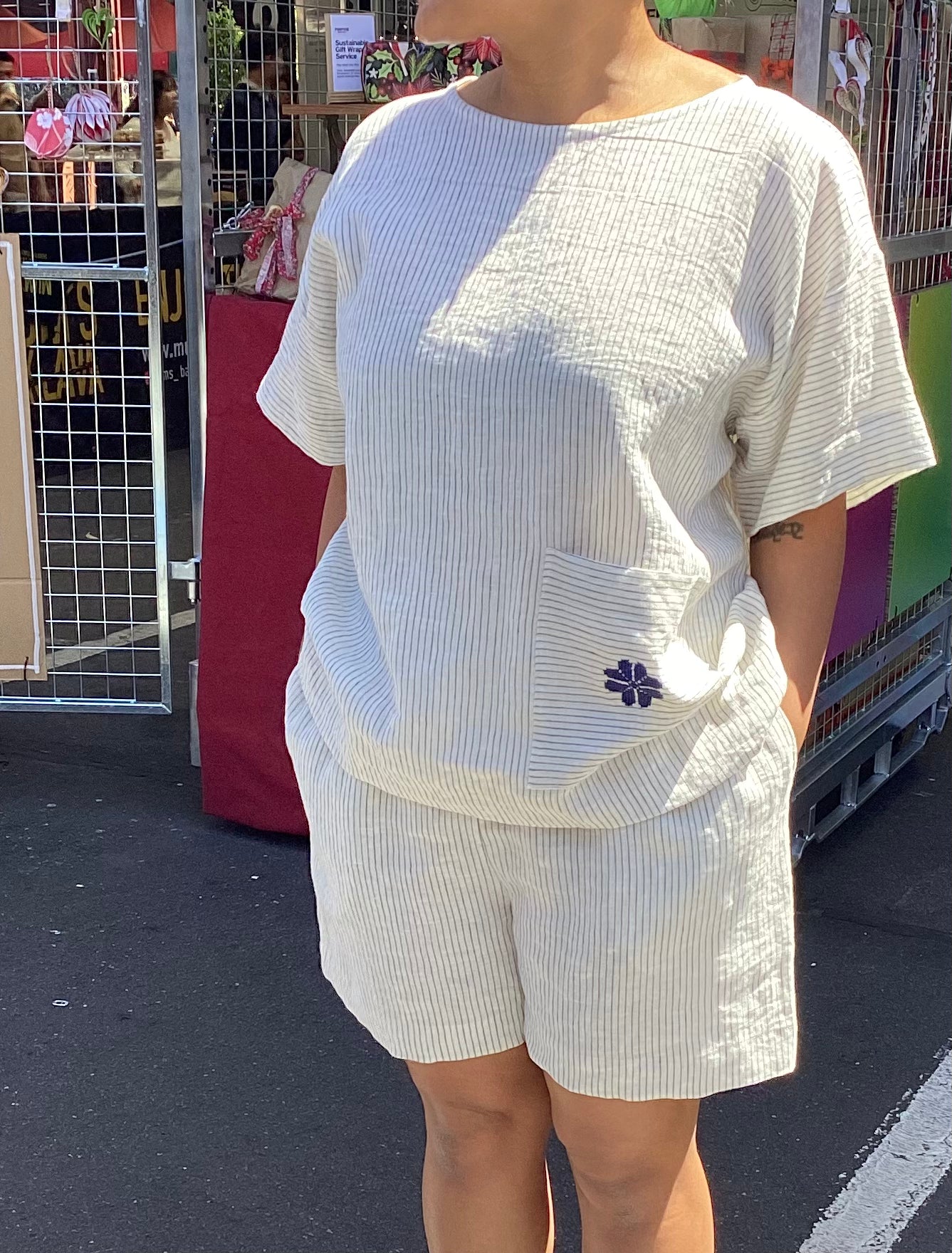 Linen Pinstripe Shorts
