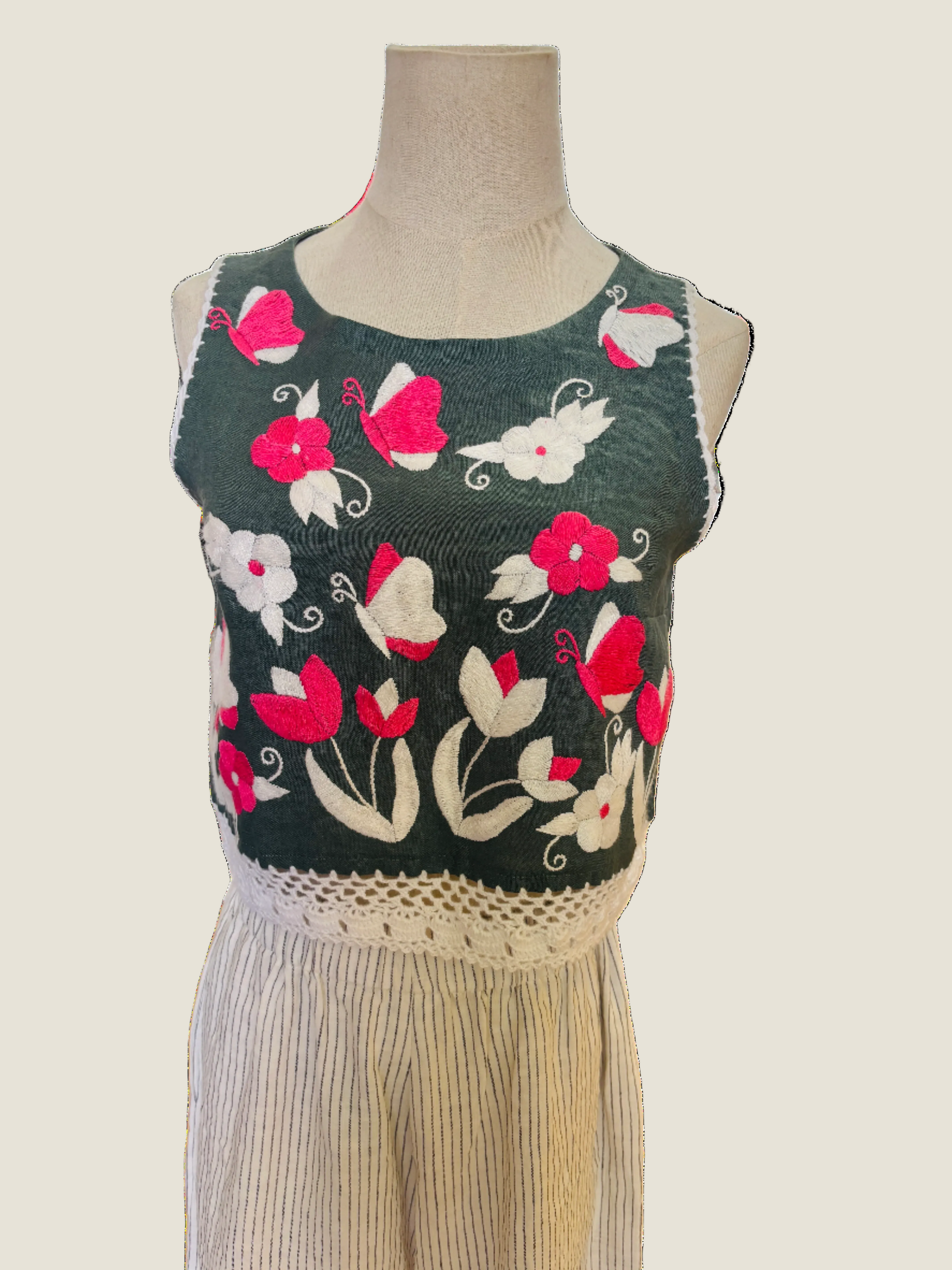 Linen Hand Embroidered Top