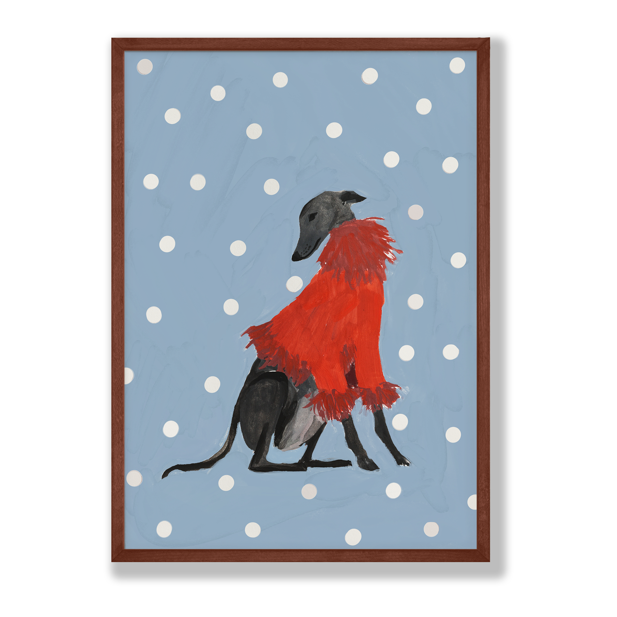 Festive Greyhound Print A3