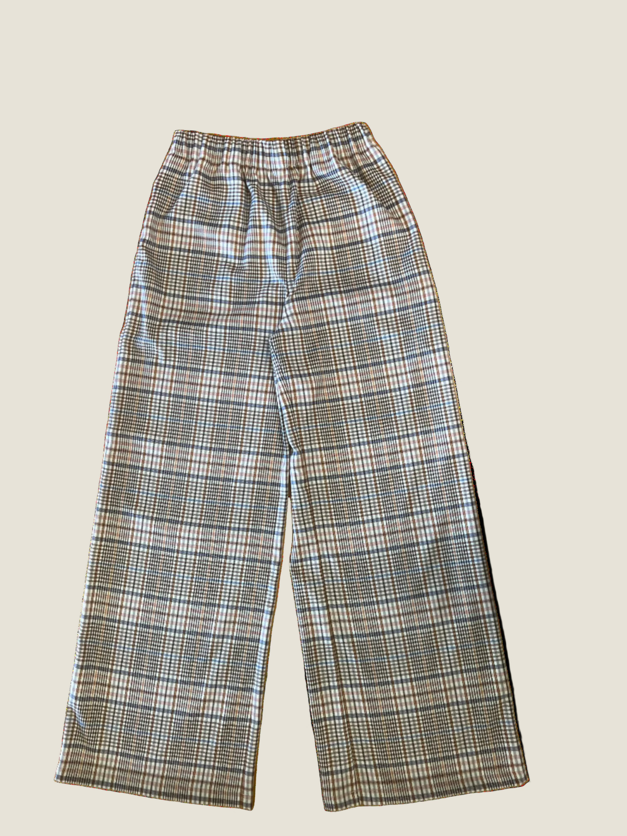 Pink Brown Check Twill Pants