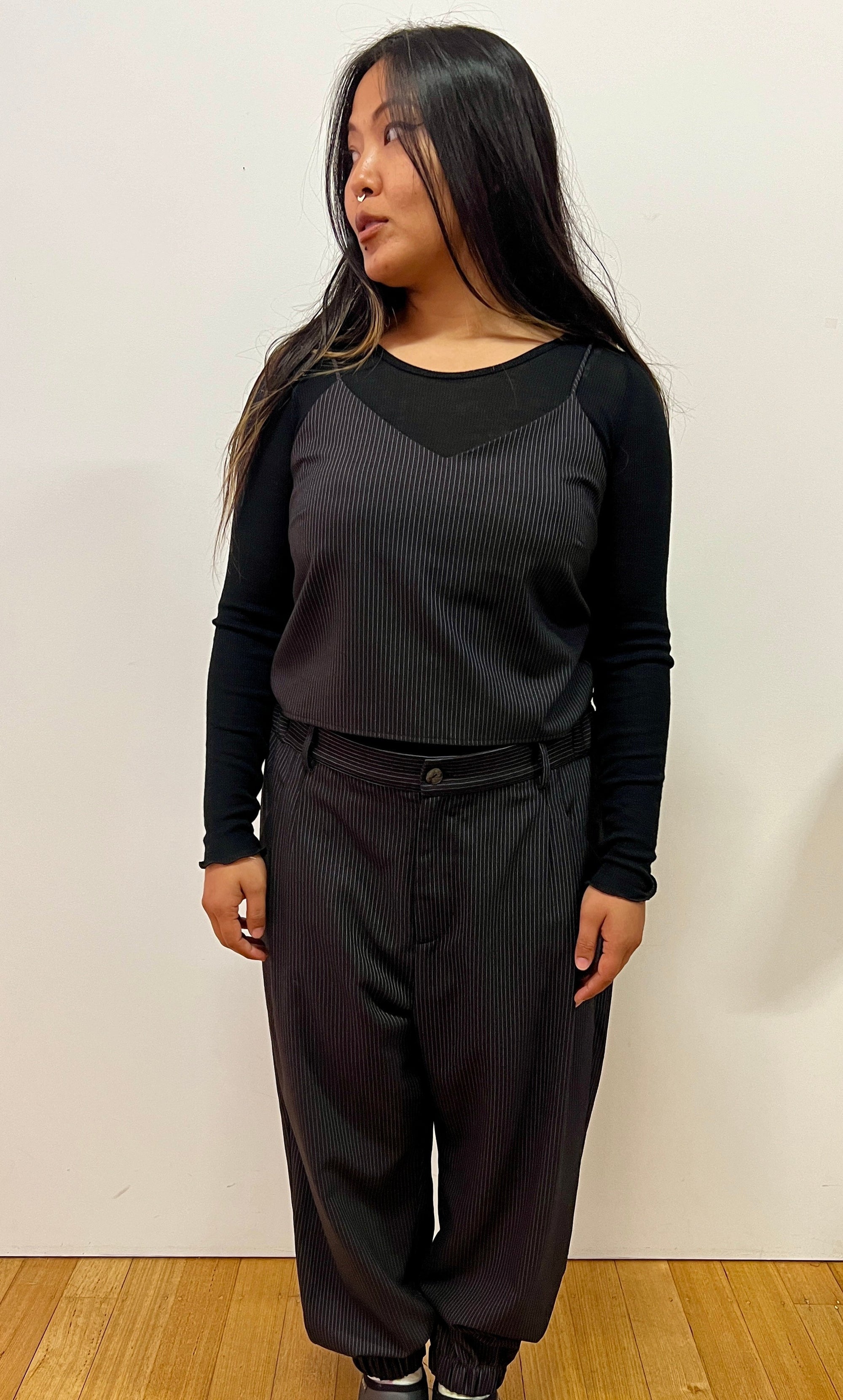 Suki Pants (cropped) - Brown stripe