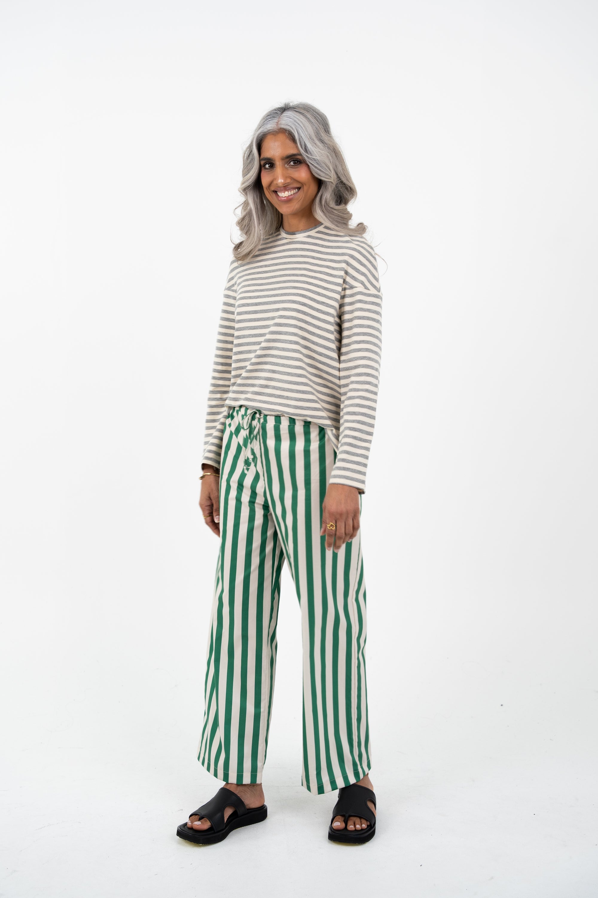 Drawstring Pant - Green Stripe