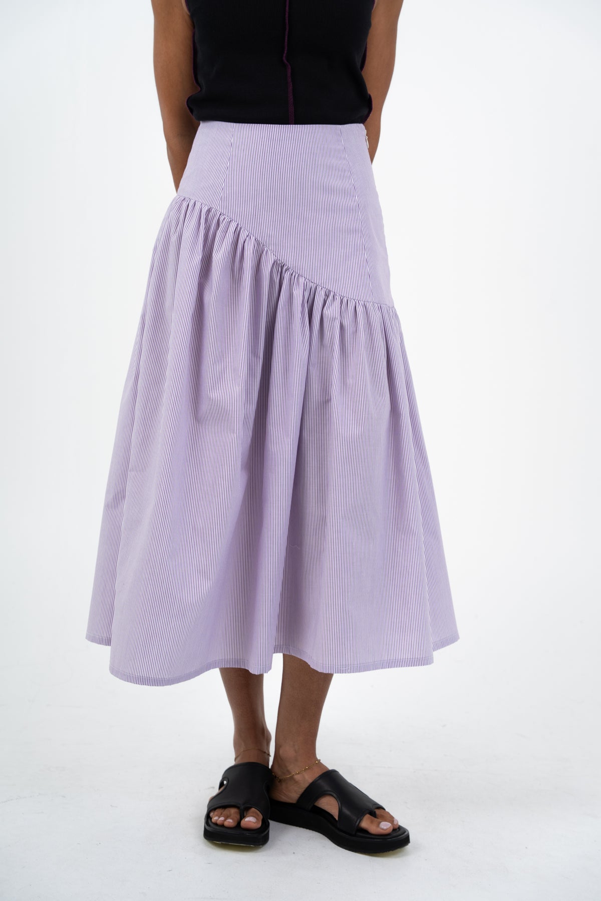 Yoke Skirt - Violet Stripe