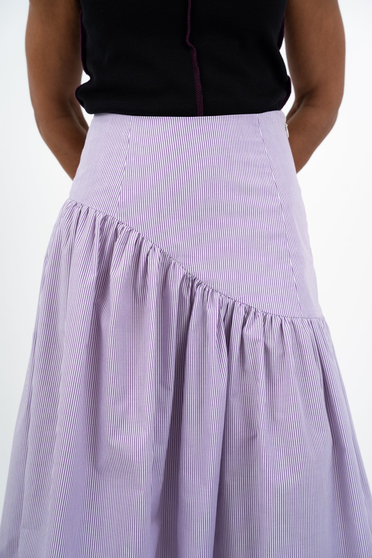 Yoke Skirt - Violet Stripe