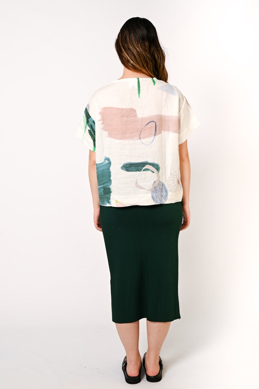 Forrest Green Ribbed Midi Skirt