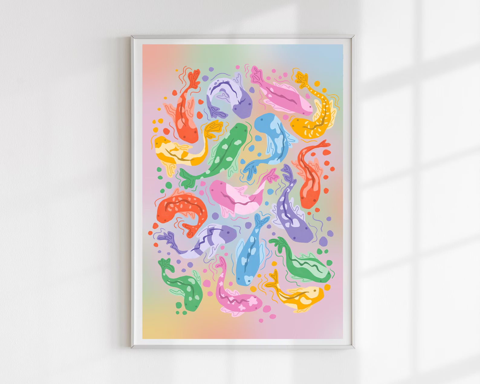 Rainbow Koi Fish Art Print A4